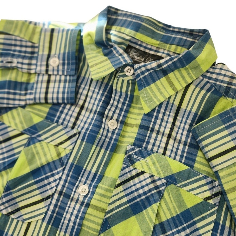 English Laundry Shirt BOYS 14-16 Plaid Long Sleeve Button Front Casual School